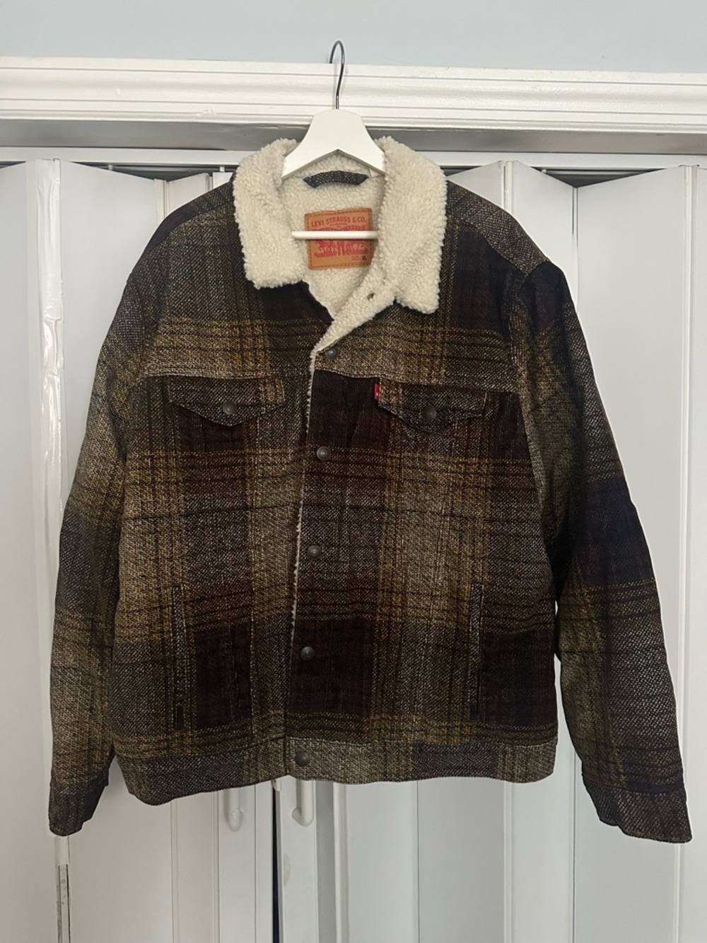 Levi's Brown Plaid Sherpa Jacket